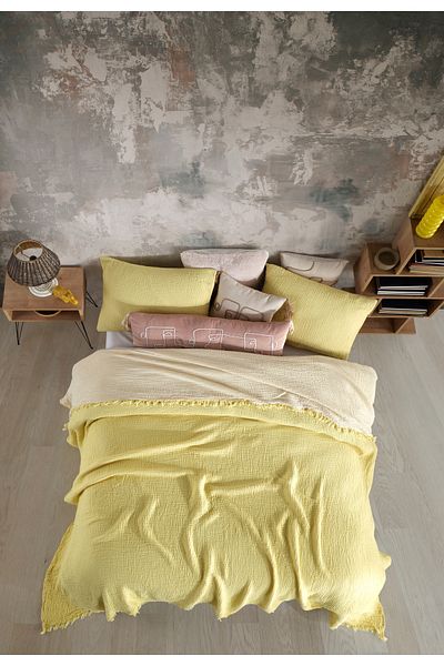 destinyhometex 4 Layer 100% Cotton Muslin Bedspread - 240x260 Cm King Size