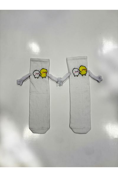 Pink Bunny gift for your baby Chick Patterned Magnetic Combed Cotton Socks for Boys and Girls - 1 Pair