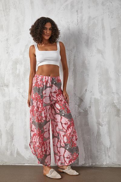 minaaise Red Mango Fabric Patterned Beach Pareo Pants 27165