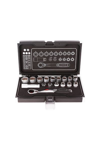 BRIO Multi-Purpose Socket Set 12 Corners 10-24 Mm 17 Pieces
