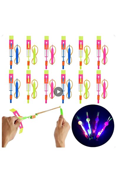 oyuncakmarketim Işıklı Sapan Roket Helikopter Işıklı Uçan Oyuncak Parti Hediy...