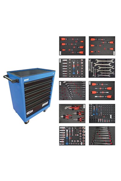 BRIO Hareketli Tekerlekli Takım Dolabı Takım Arabası 6 Çekmeceli Kilitli Xl 2...