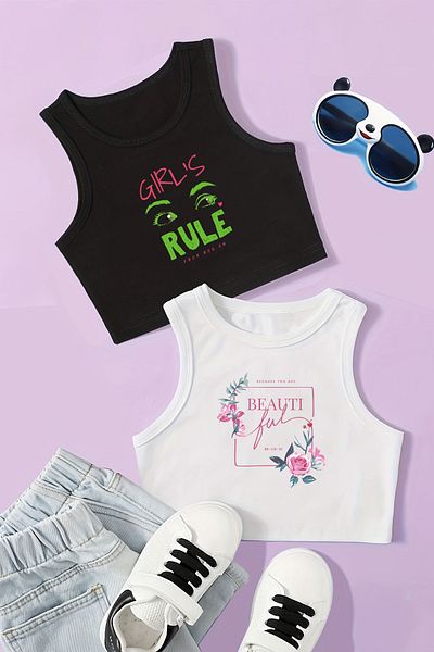 MYADA Момичета - Girls Rule Basic Patterned Beauty Printed Casual Bodycon