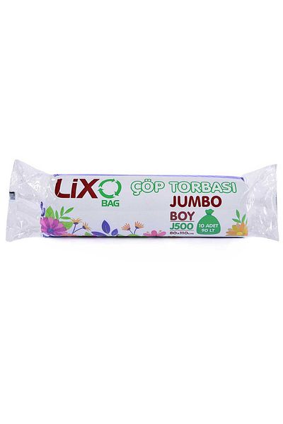 LİXOBAG J500 Jumbo Size Black Garbage Bag - 80X110 Cm, 10 Rolls, 90 Lt