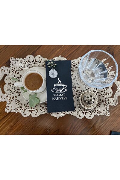 kidspartim Black Flower Patterned Silver Napkin - Sealed Groom's Brown 1 Piece