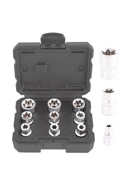 BRIO Socket Set Torx (TORQUE) Female 1/2 9 Pieces (E10-E24)