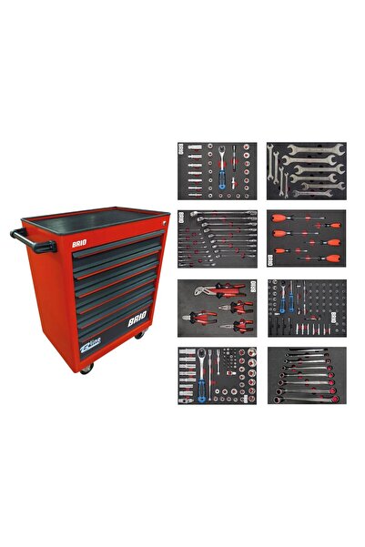 BRIO Hareketli Tekerlekli Takım Dolabı Takım Arabası 6 Çekmeceli Kilitli Pro ...