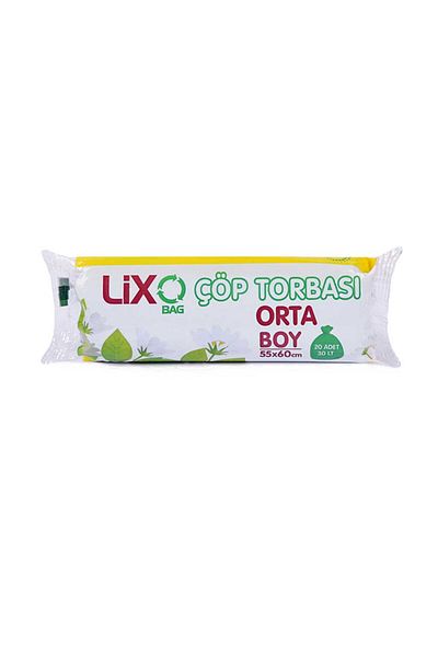 LİXOBAG Blue Garbage Bag - Medium Size, 55X60 Cm, 20 Rolls, 1 Pack, 30 Liters