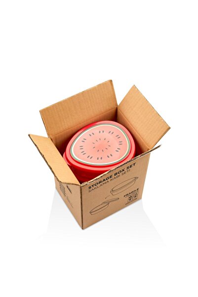 Mutfak Köşesi 4-Piece Fruit Patterned Avocado Strawberry Kiwi Watermelon Storage Container