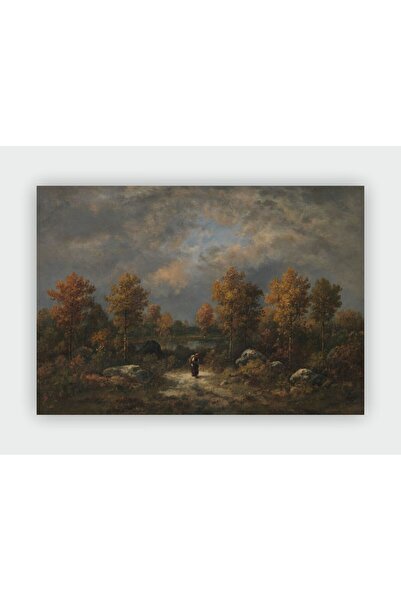 fırsatlar diyarı Virgile Diaz de la Pena Autumn: The Woodland Pond Vintage Art Duvar Posteri -Kalın Kağıt -Çerçevesiz