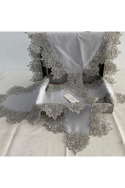 Vinezza Home Collection Σετ σαλονιού 5 τεμαχίων - Σετ τραπεζιού και κουρτινών λινό κονσόλα