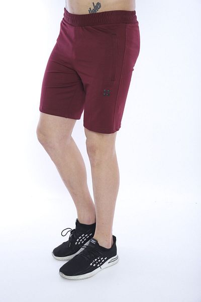 NEED LİFE Claret Red Men's Shorts - Cotton, Zippered Pockets and Elastic Waist