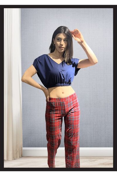 Loe Tiessi Жіночий піжамний комплект з червоною клітинкою Нова модель Сексуал...