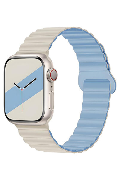 mimtec Apple Watch 4 5 6 7 8 9 10 Ultra 2 Se 42 44 45 46 49mm متوافق مع حزام سلك السيليكون المغناطيسي اللامع