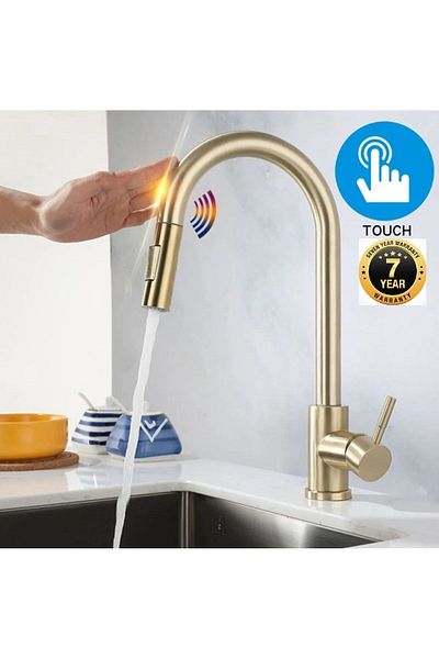 OEM Smart Touch Kitchen Sink - Matte Gold Spiral Sprinkler New Imported