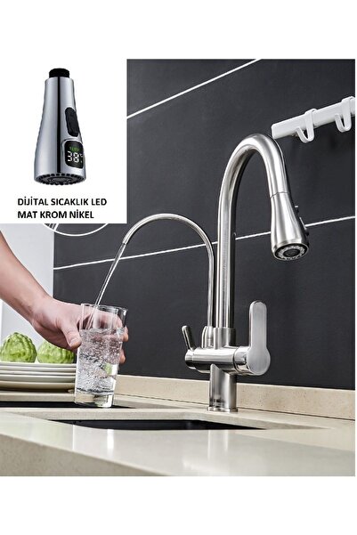 OEM صنبور حوض المطبخ درجة الحرارة الرقمية LED لتنقية المياه منفذ ماتي الكروم ...
