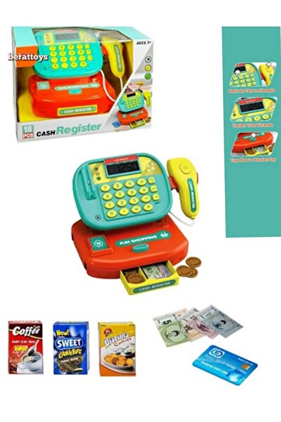 berattoys Pilli oyuncak yazar kasa market kasası evcilik oyuncakları sesli ış...