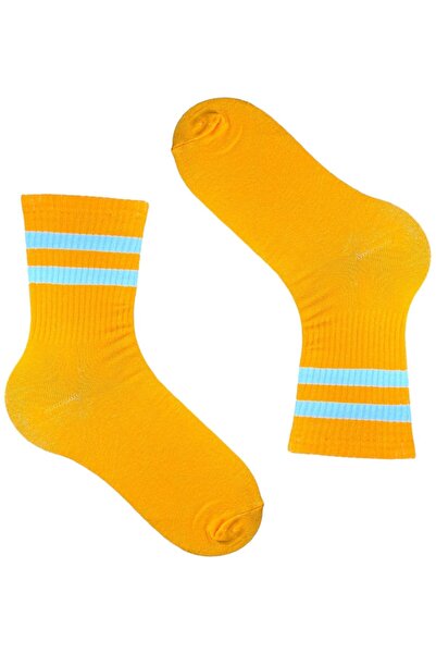 MG ÇORAP Памучни оранжеви раирани тенис чорапи