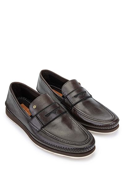 Tamer Tanca Men's Brown Genuine Leather Loafer Shoes
