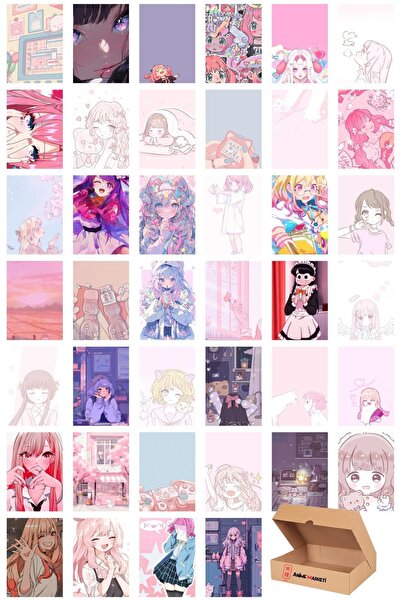Anime Marketi Kawaii Anime Duvar Poster Seti - Kawaii Temalı Poster Seti - 40...