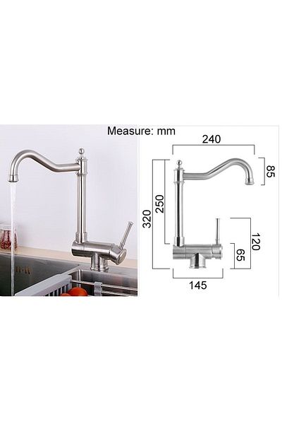 OEM Kitchen Window Front Folding Sink Faucet Matte Chrome Nickel