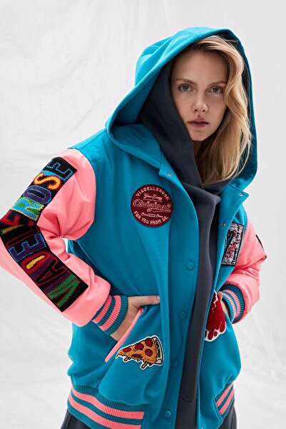 VDR Petrol Mavi Pembe Ceket 14474