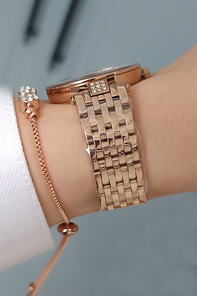 Daniel Klein New Model Cut Glass Steel Bracelet Rose/Black Women's Wristwatch - Zircon Stone Bracelet Gift