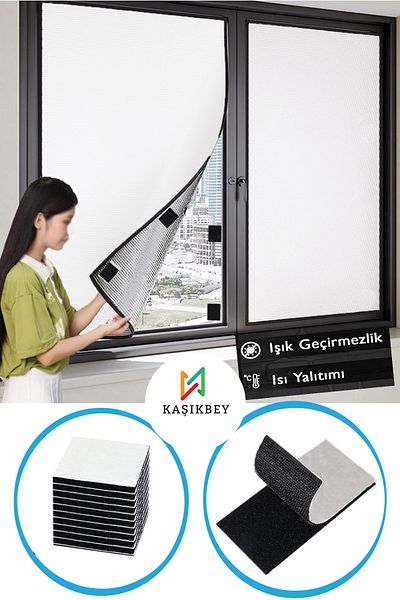KAŞIKBEY ستارة شمسية مقاومة للحرارة بلون رمادي فضي عادي، ستارة شمسية مقاومة للبقع
