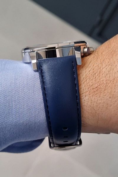 Daniel Klein Exclusive Navy Blue Leather Strap All Functions Men's Wristwatch with Active Calendar