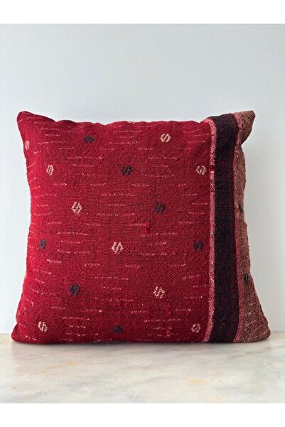 DesignEv 40x40 cm El Yapımı Yastık Kılıfı Kırmızı Renk Ev Dekorasyonu Kırlent...