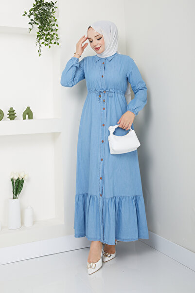 Pamuk Butik Women's Button Closure Denim Dress