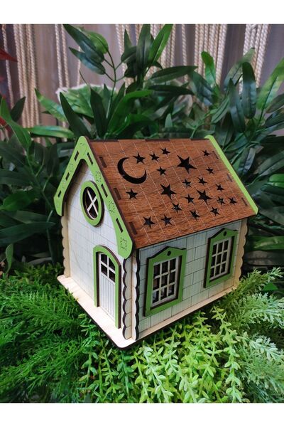 Genel Markalar Ahşap Ay-yıldızlı Ev Gecelamba