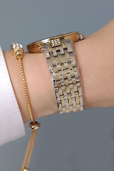 Daniel Klein New Model Cut Glass Steel Bracelet Green Dial Women's Wristwatch - Zircon Stone Bracelet