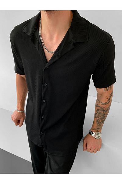 NO1 KONSEPT Μαύρο Σετ Twisted Corded Relaxed Fit