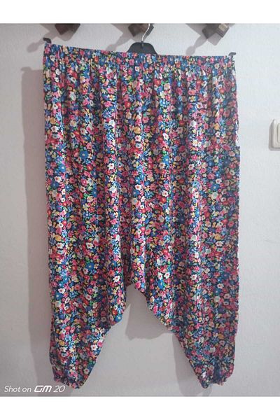 hoaryage Viscose Print Fabric - Floral Patterned Baggy Bag with Pockets, 100% Cotton, Elastic Leg