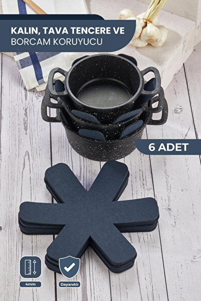 Self Power LACİVERT KALIN TAVA,TENCERE VE BORCAM KORUYUCU 6 lı SET ELYAF KEÇE