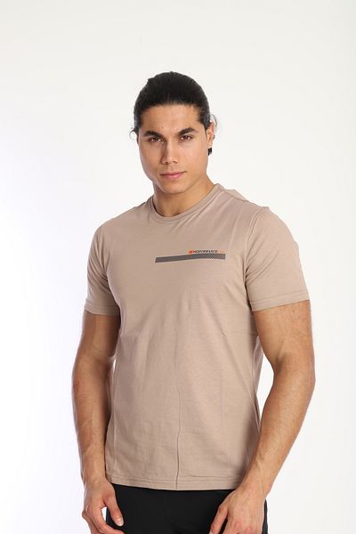 NEED LİFE Men's Crew Neck Stripe Printed 100% Cotton T-Shirt