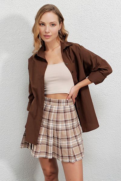 hazelin Дамска дълга базова риза Chocolate Oversize Hzl22w-bd139001