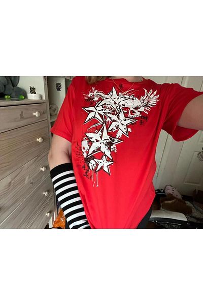 Köstebek Unisex Vintage Red Neat T-Shirt