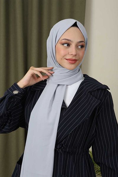 Trablus Hijab Women's Luxury Medina Silk Shawl Light Gray
