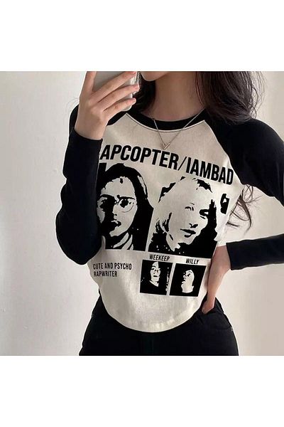 Köstebek Mood Apcopter Jumătate de tricou negru cu mânecă lungă