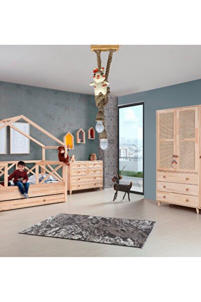 NzrWood Dekoratif Ahşap Rozanslı 2'li Jut Halatlı Çocuk Odası Avize