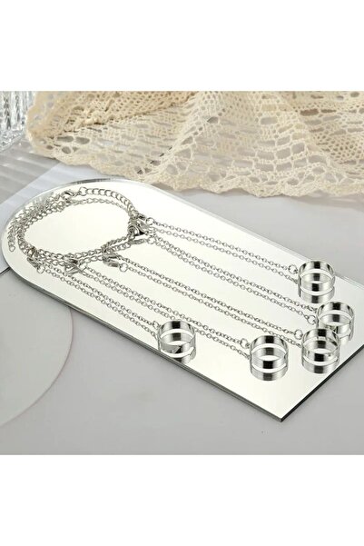 Köstebek Bileklikli 5 li Silver Yüzük