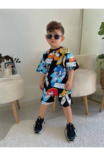 wiizy kids بدلة مطبوعة للأولاد بتصميم سونيك