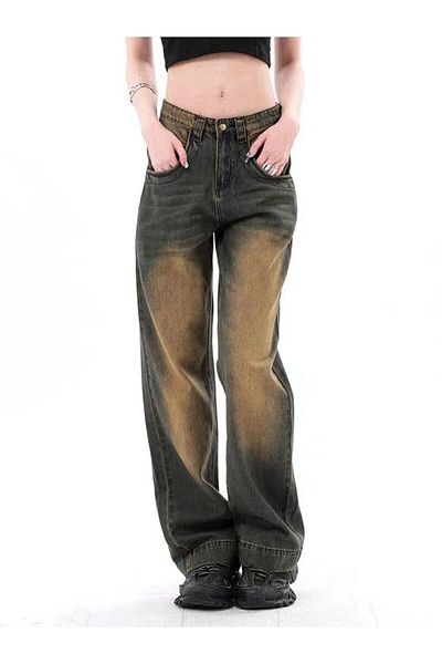 Köstebek Unisex παντελόνι Y2k New Style Vintage Dirty Jeans Μοντέλο Unisex