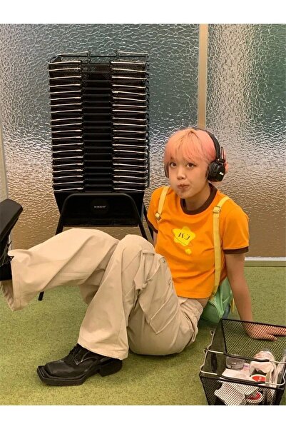 Köstebek Smile Star Korean Orange Half Tshirt