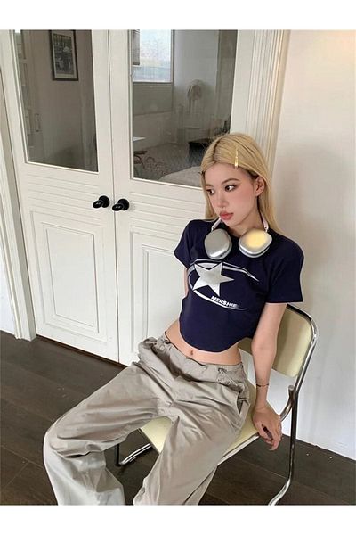 Köstebek Tricou cu jumătate albastru cu stea gri