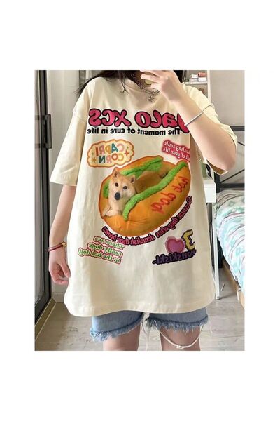 Karakedi Unisex majica kratkih rukava Capri Corn Dog krem boje