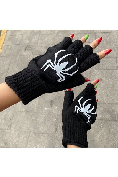 Köstebek Γάντια μισού δακτύλου με στάμπα Spider