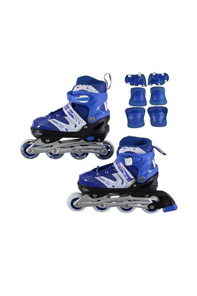 CAN Blue Skate Adjustable + Knee Pad Elbow Pad And Wrist Pad